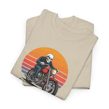 Skeleton Biker T-Shirt – “Rules Don’t Apply” Motorcycle Graphic Tee Vintage Style