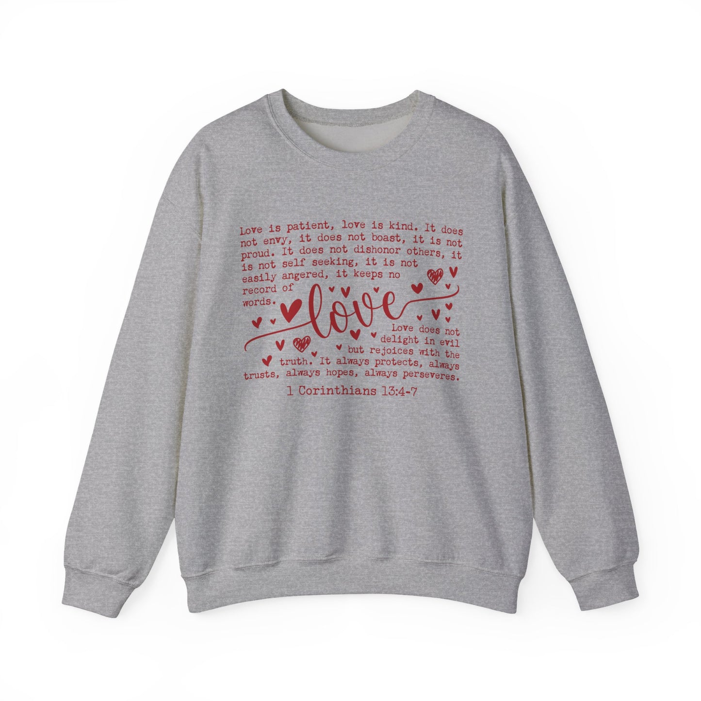 "Love is Patient" Bible Verse Sweatshirt – 1 Corinthians 13:4-7