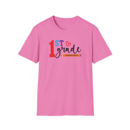 1st Grade Teacher Shirt | Back to School Teacher Tee | First Grade Graphic T-Shirt | Cute Classroom Shirt | Gildan 64000 Softstyle Tee