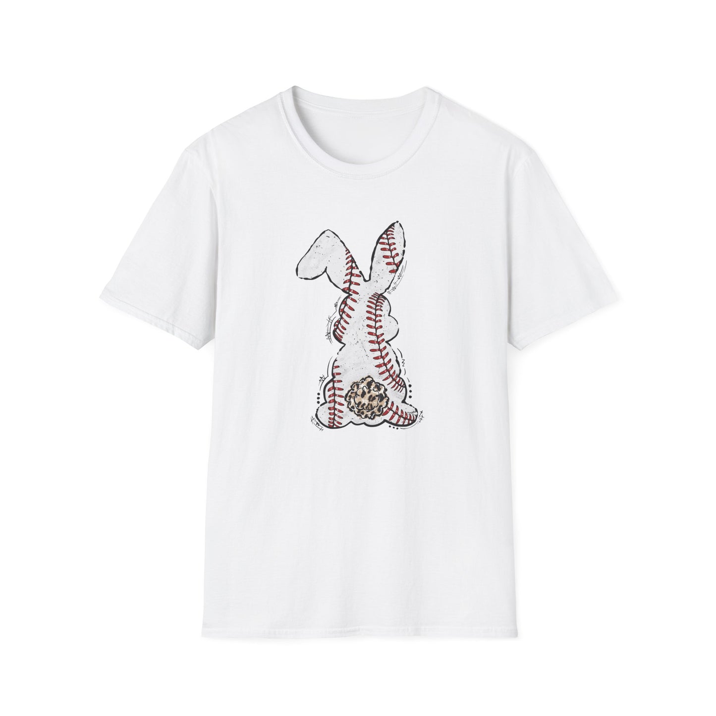 Funny Baseball Bunny Easter T-Shirt – Baseball Stitch Bunny Butt Graphic Tee, Cute Easter Baseball Shirt, Sports Easter Rabbit Tee for Women & Moms