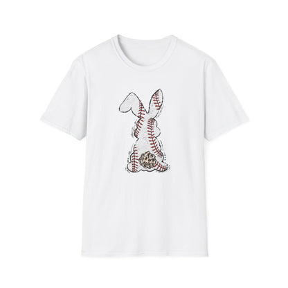 Funny Baseball Bunny Easter T-Shirt – Baseball Stitch Bunny Butt Graphic Tee, Cute Easter Baseball Shirt, Sports Easter Rabbit Tee for Women & Moms