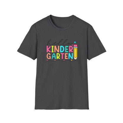 Hello Kindergarten Pencil T-Shirt — Colorful Back-to-School Cute School Spirit Tee
