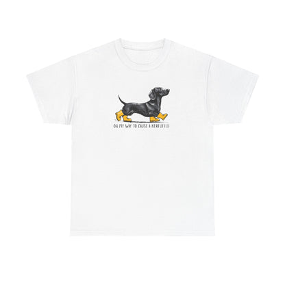 Funny Dachshund Shirt – “On My Way to Cause a Kerfuffle” Tee | Cute Wiener Dog Shirt