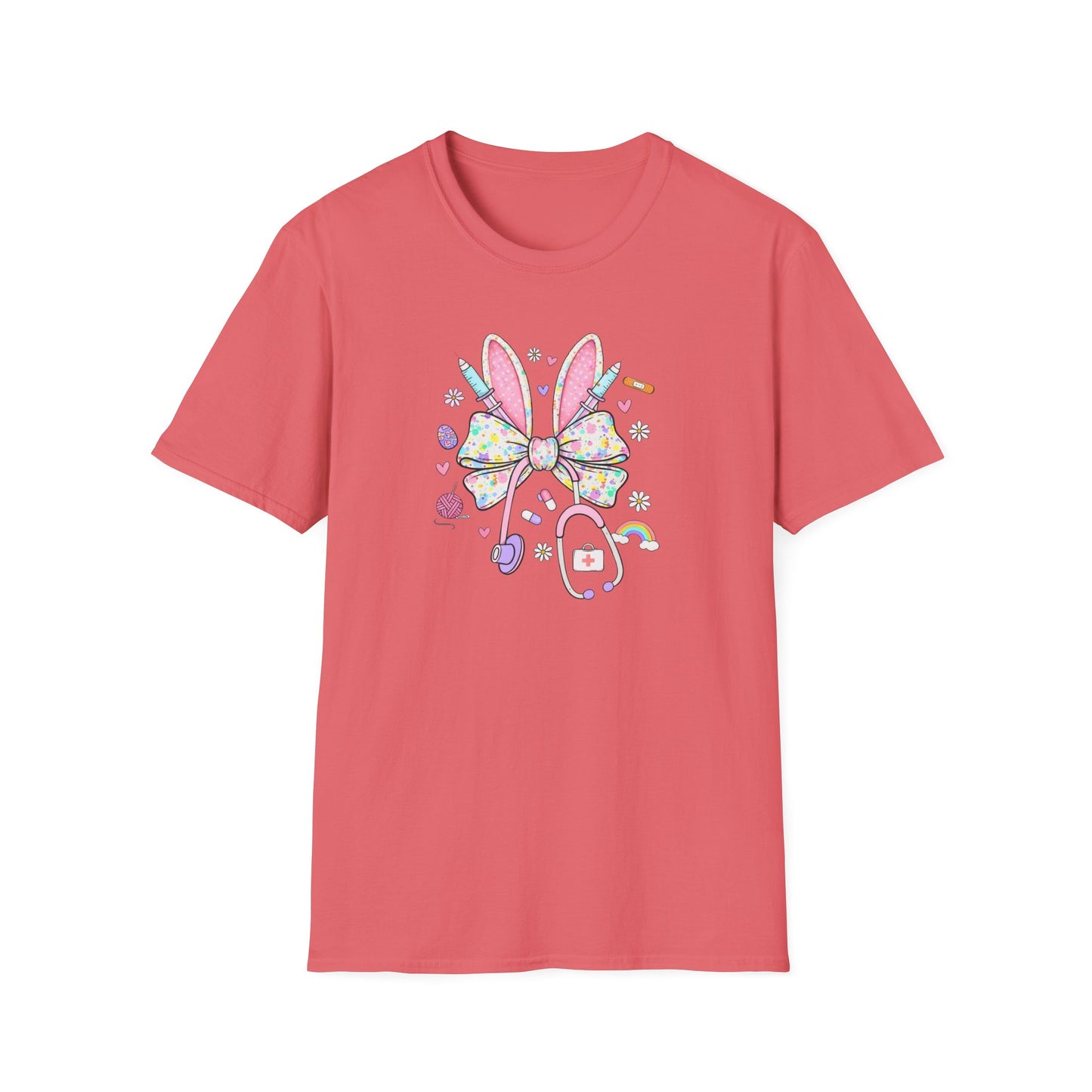 Easter Bunny Bow T-Shirt — Pastel Cute Bunny & Candy Graphic