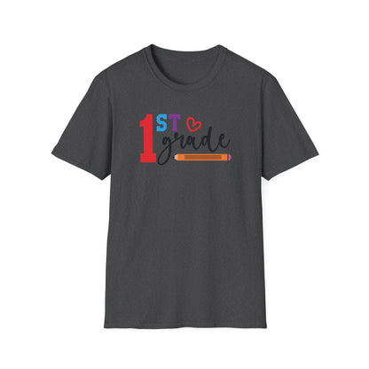 1st Grade Teacher Shirt | Back to School Teacher Tee | First Grade Graphic T-Shirt | Cute Classroom Shirt | Gildan 64000 Softstyle Tee