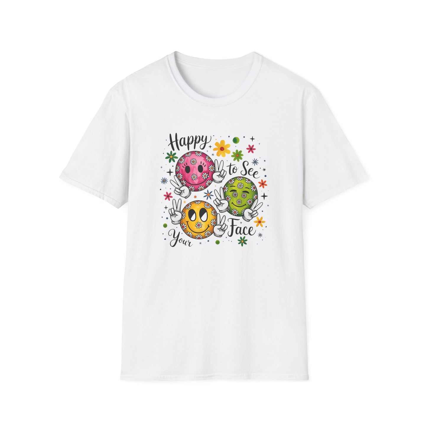 Groovy Retro Smiley Face T-Shirt – Happy to See Your Face | Vintage 70s Aesthetic Tee