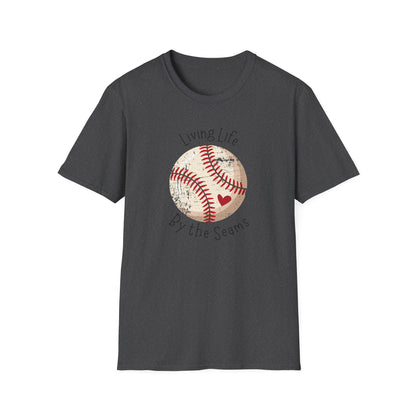 Living Life By The Seams Baseball Shirt, Cute Baseball Mom Tee, Softball Lover Graphic Tee, Game Day Shirt, Baseball Gift for Women, Sports Fan T-Shirt