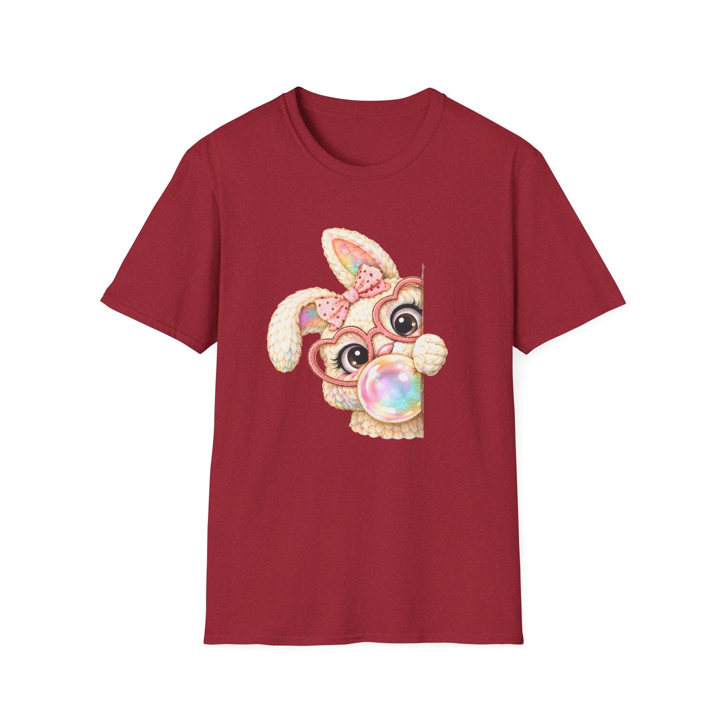 Cute Bubblegum Bunny Shirt, Peekaboo Easter Bunny Tee, Pastel Kawaii Rabbit Graphic T-Shirt, Coquette Spring Outfit, Funny Easter Shirt for Women