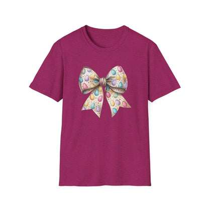 Pastel Easter Bow Shirt, Cute Spring Graphic Tee, Easter Egg Ribbon T-Shirt, Coquette Easter Outfit, Soft Aesthetic Bunny Season Tee, Women’s Spring Gift