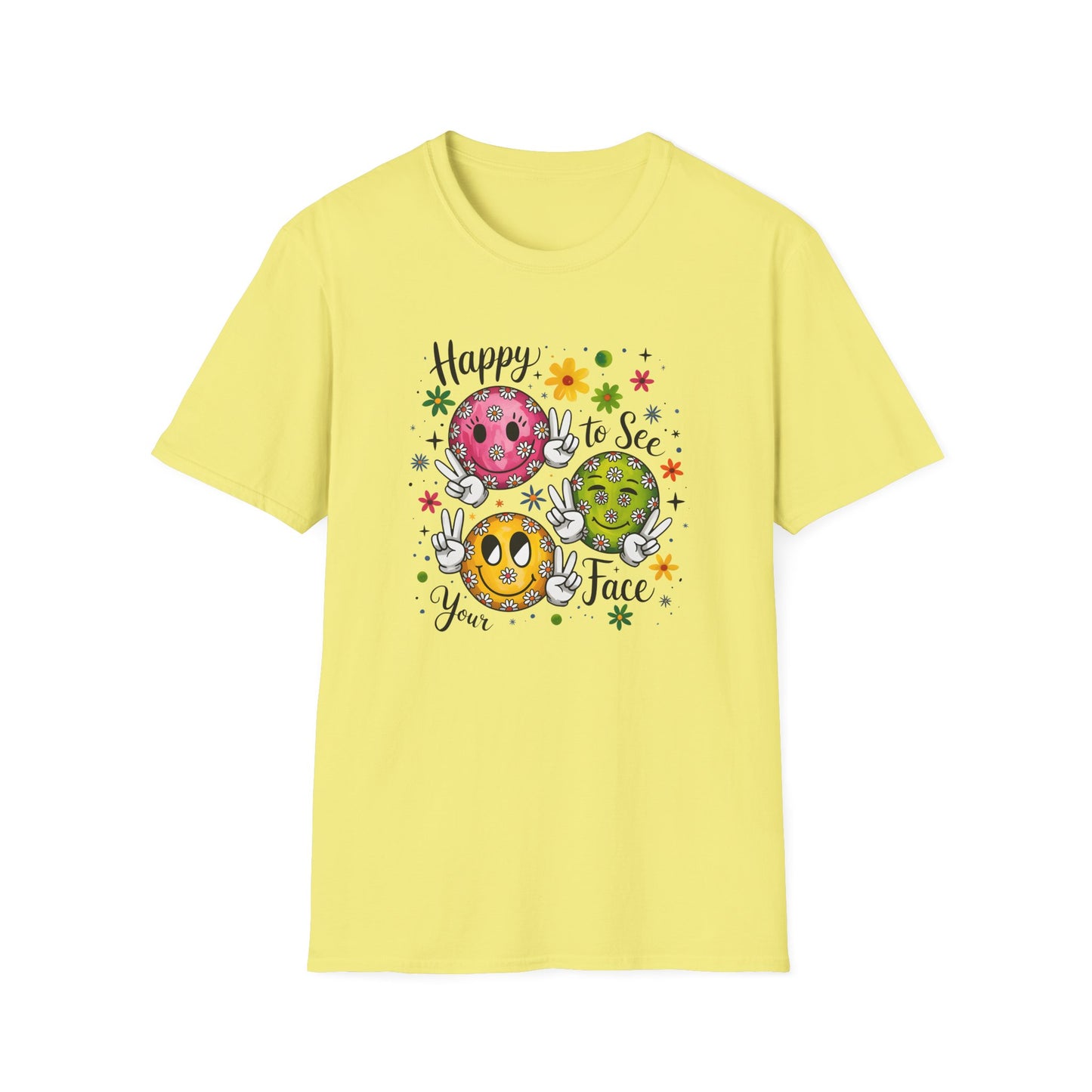 Groovy Retro Smiley Face T-Shirt – Happy to See Your Face | Vintage 70s Aesthetic Tee