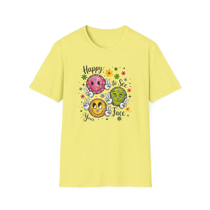 Groovy Retro Smiley Face T-Shirt – Happy to See Your Face | Vintage 70s Aesthetic Tee