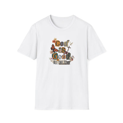 God Is Good All The Time T‑Shirt — Floral Christian Faith Graphic Tee