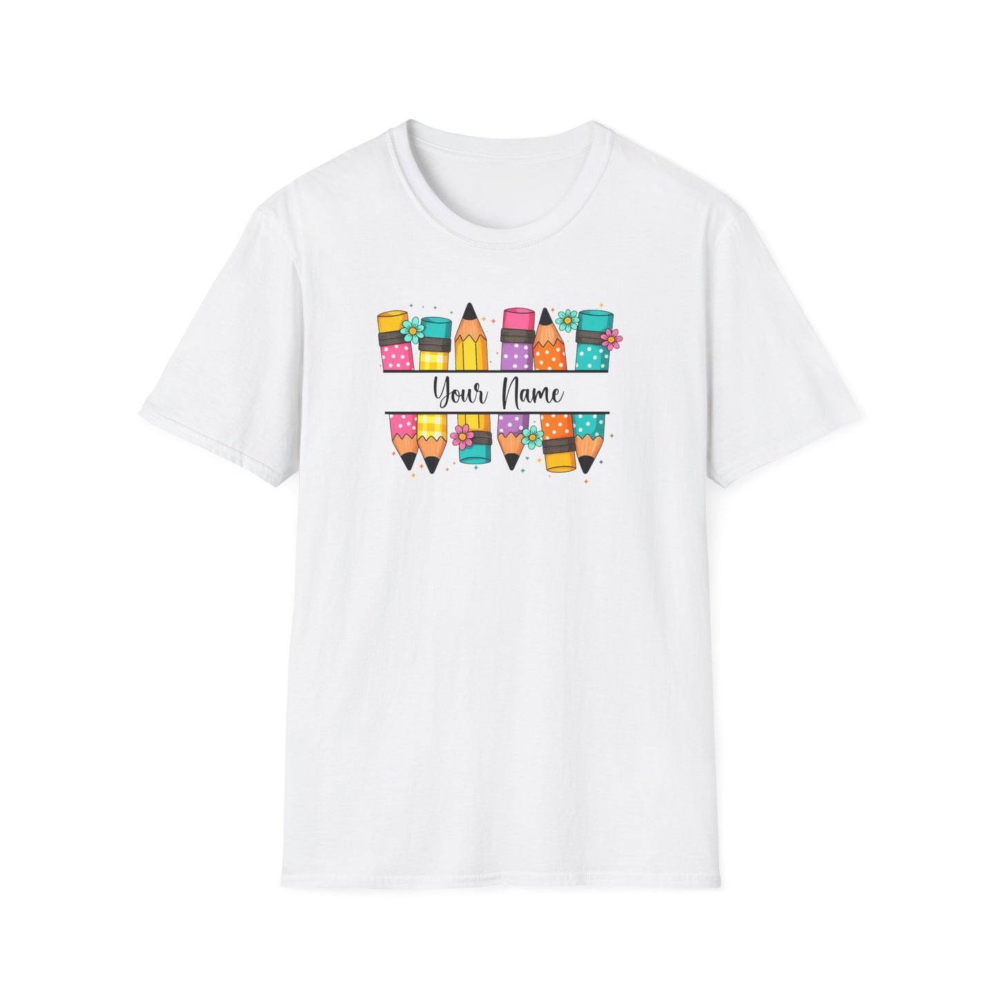 Personalized Pencil Graphic T-Shirt – Cute Back to School Teacher Tee