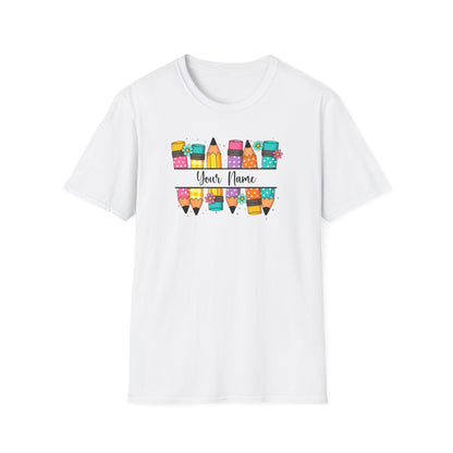 Personalized Pencil Graphic T-Shirt – Cute Back to School Teacher Tee