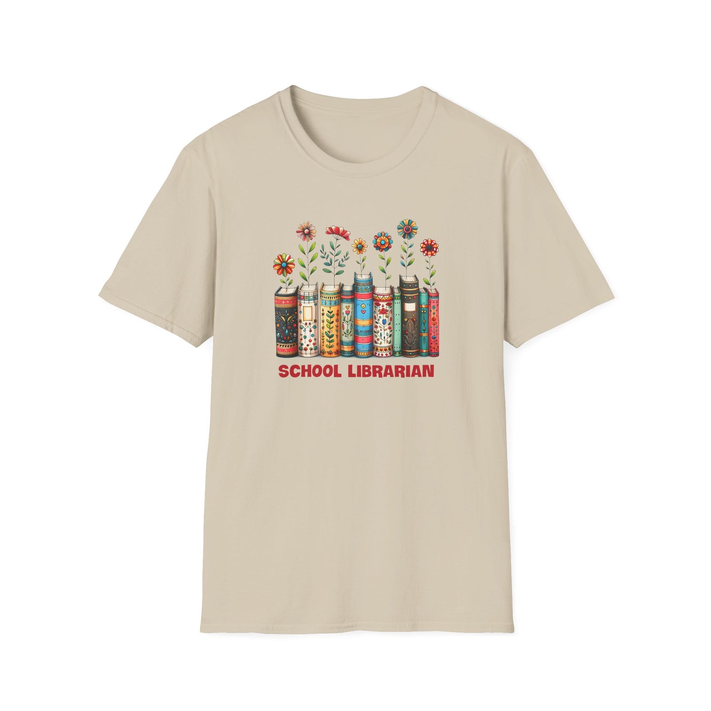School Librarian Floral Books T-Shirt