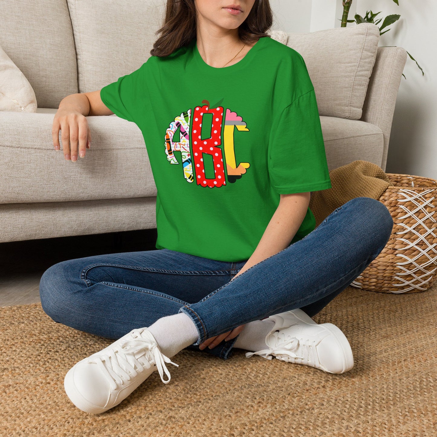 ABC Teacher Shirt | Back to School Graphic Tee | Apple Pencil Crayon Teacher Shirt