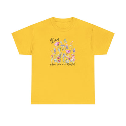 Floral 'Bloom Where You Are Planted' Tee — Watercolor Wildflower Women's T-Shirt