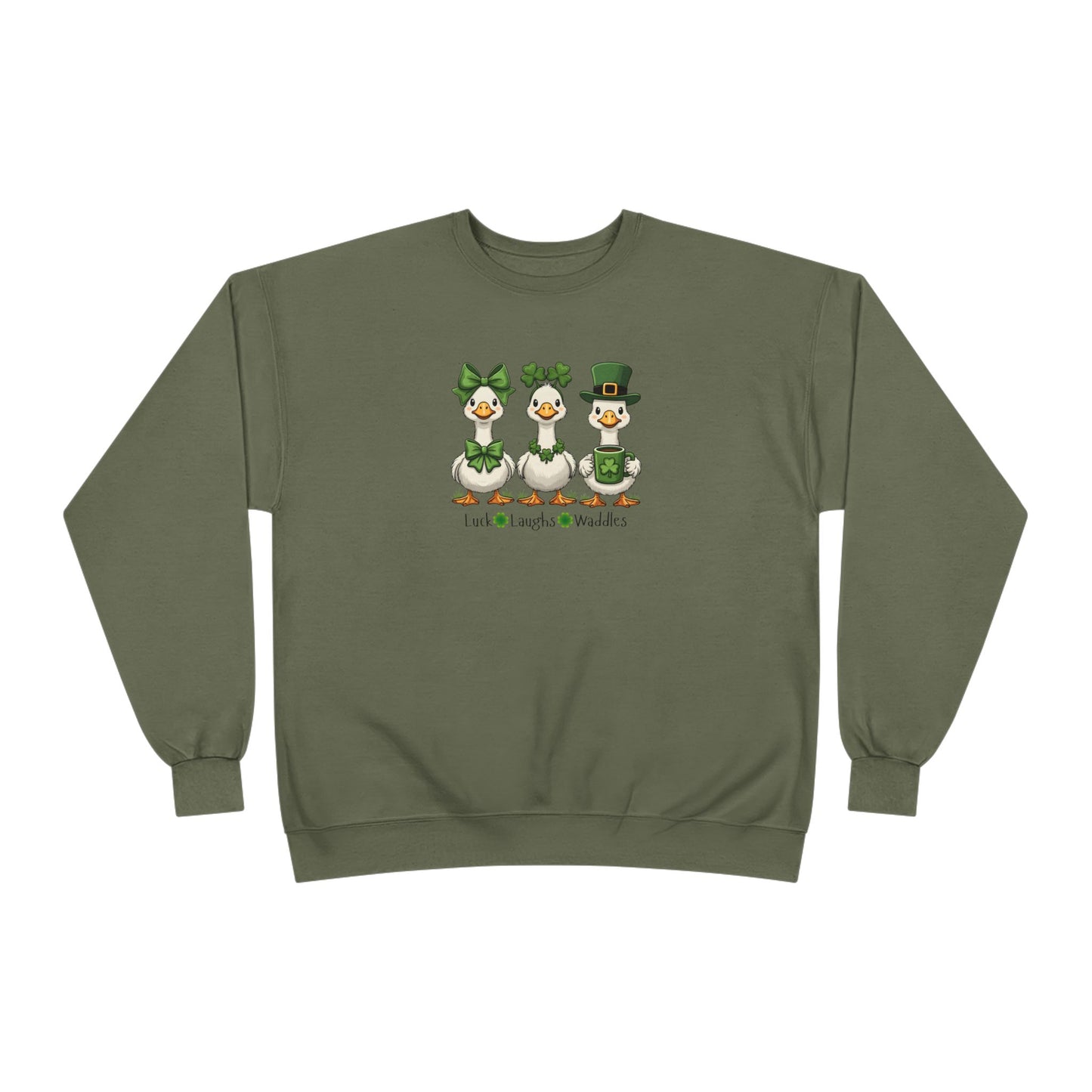 St. Patrick's Day Duck Family Crewneck Sweatshirt — "Luck of the Waddles"