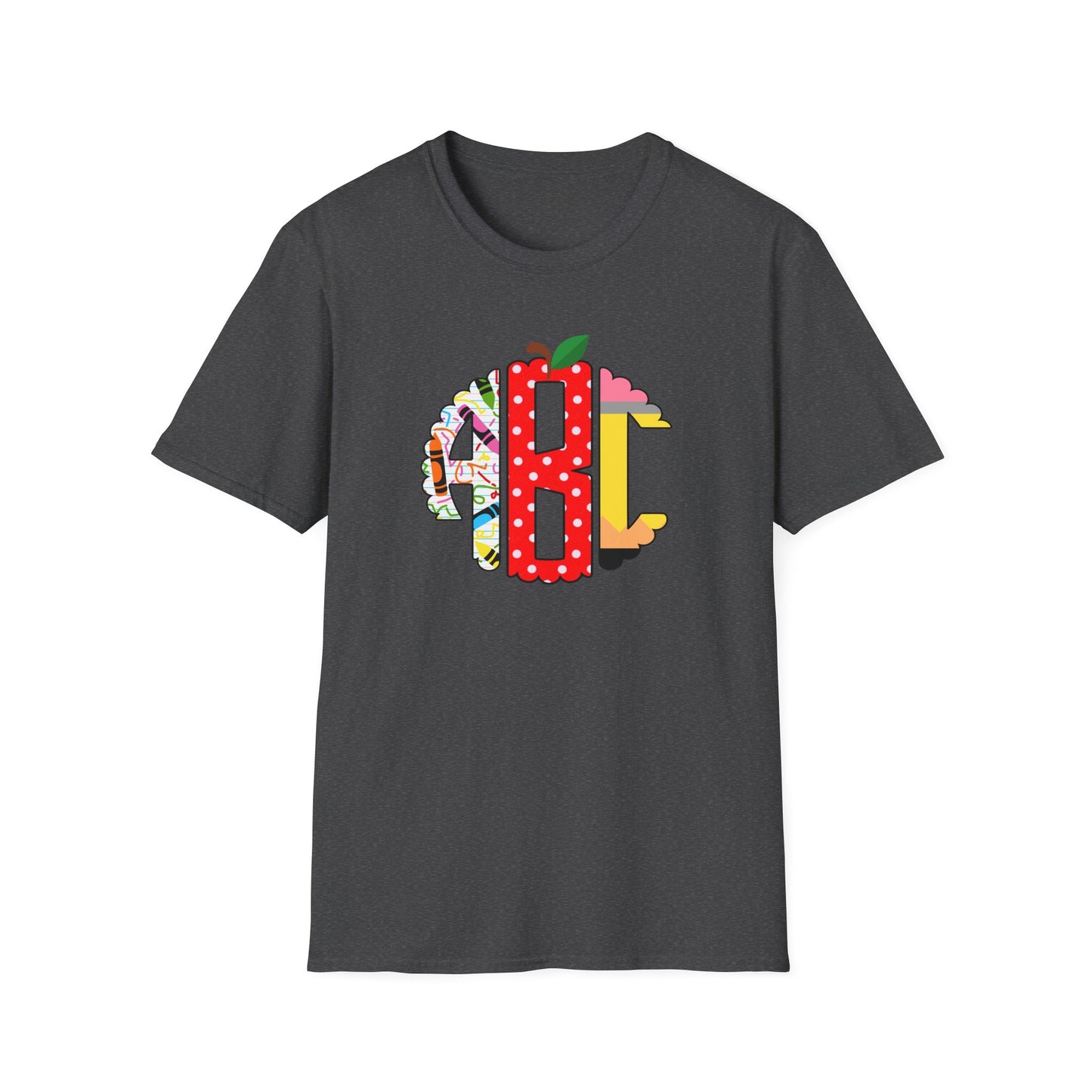 ABC Teacher Shirt | Back to School Graphic Tee | Apple Pencil Crayon Teacher Shirt