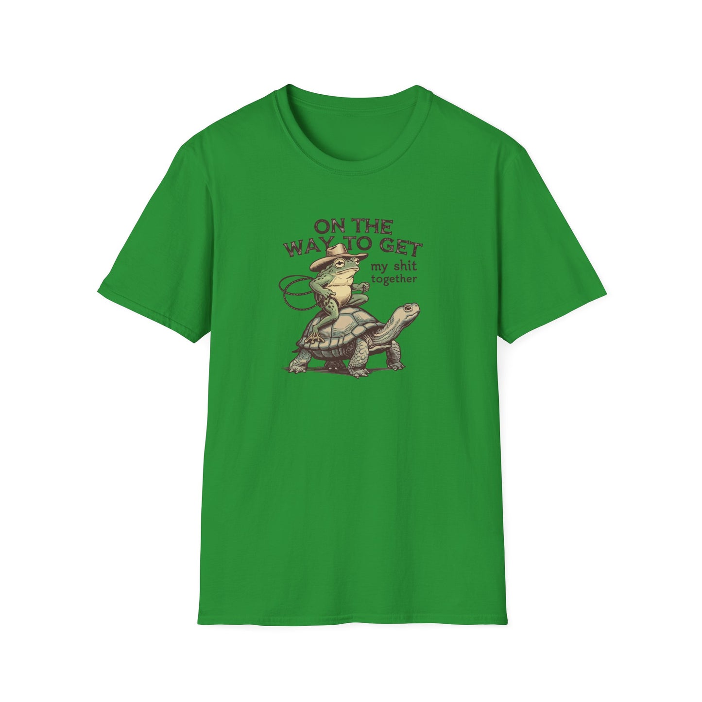 Funny Frog & Turtle T-Shirt – “On the Way to Get My Sh*t Together” Graphic Tee | Unisex Casual Humor Shirt