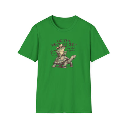 Funny Frog & Turtle T-Shirt – “On the Way to Get My Sh*t Together” Graphic Tee | Unisex Casual Humor Shirt