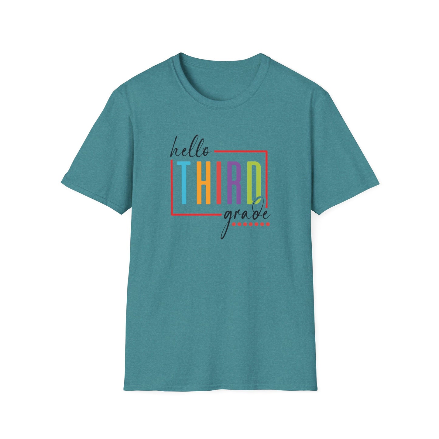Hello Grade Teacher Shirts | Retro Back to School Graphic Tees | Preschool, Pre-K, Kindergarten, First, Second & Third Grade Teacher Shirt | Gildan 64000 Softstyle Tee