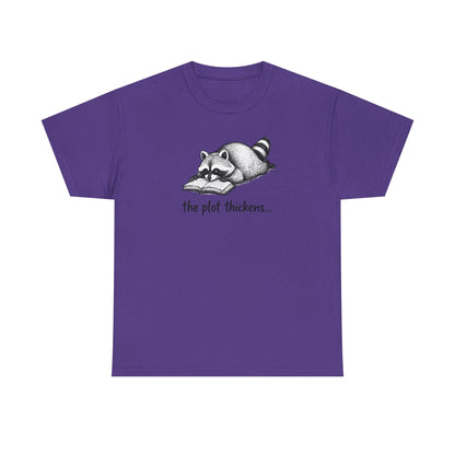 Raccoon "The Plot Thickens" Graphic Tee - Funny Book Lover Tee
