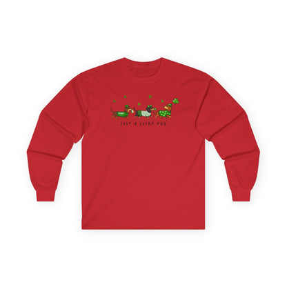 Long Sleeve Tee — 'Just a Lanky Dog' Dachshund St. Patrick's Day Graphic
