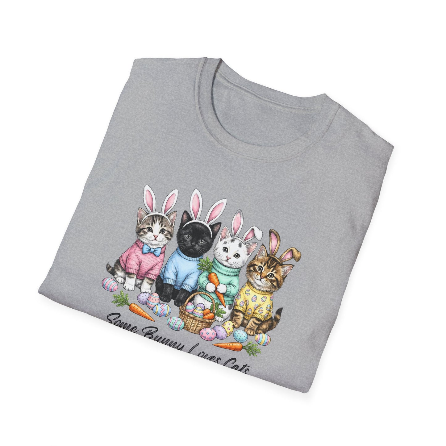 Cute Easter Cat Bunny Shirt – “Some Bunny Loves Cats” Pastel Graphic Tee, Funny Cat Lover Easter Shirt, Bunny Ear Cats Spring T-Shirt Gift for Women