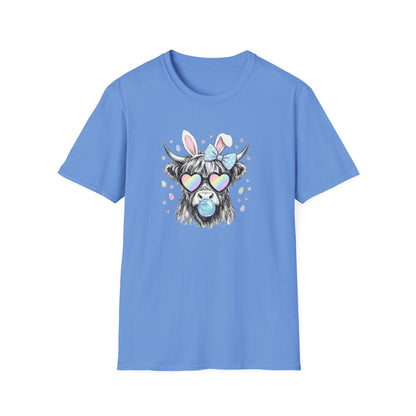 Cute Cow Tee — Heart Sunglasses, Bunny Ears & Bubblegum Graphic T-Shirt