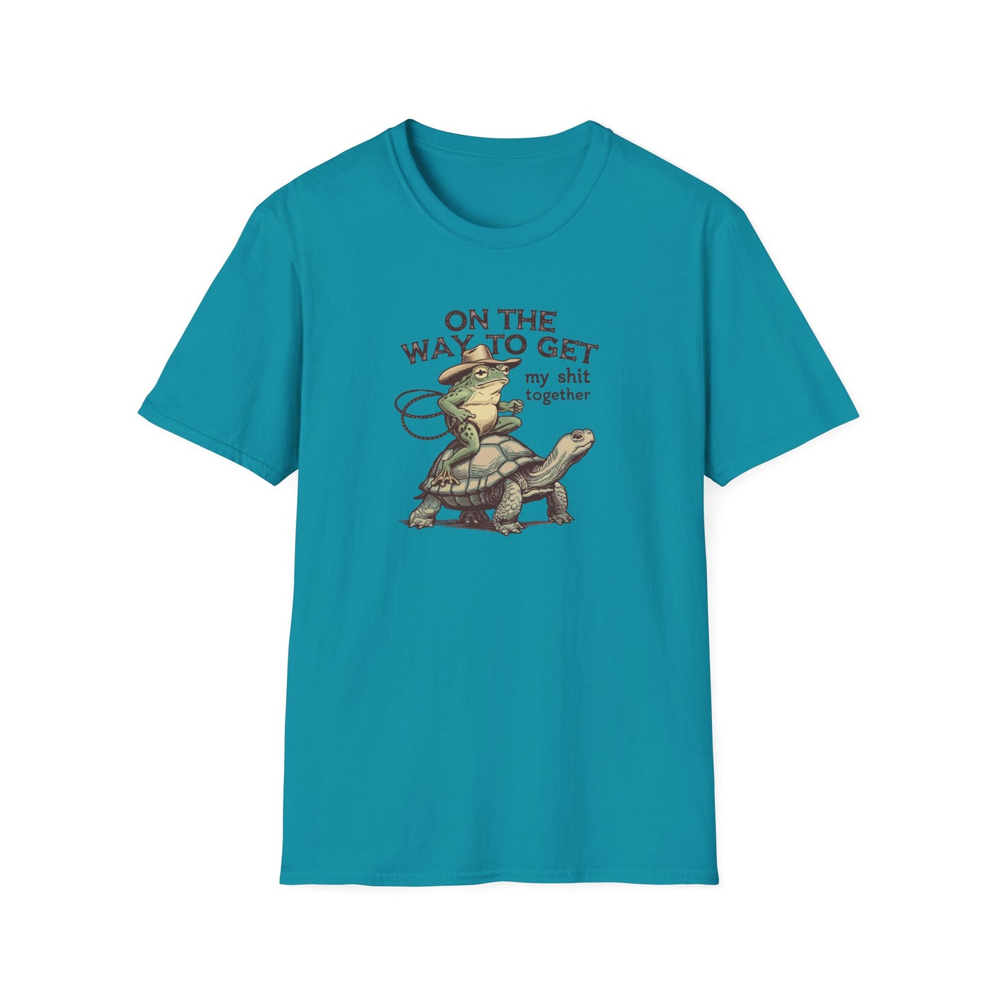 Funny Frog & Turtle T-Shirt – “On the Way to Get My Sh*t Together” Graphic Tee | Unisex Casual Humor Shirt