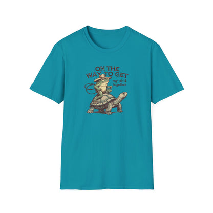 Funny Frog & Turtle T-Shirt – “On the Way to Get My Sh*t Together” Graphic Tee | Unisex Casual Humor Shirt