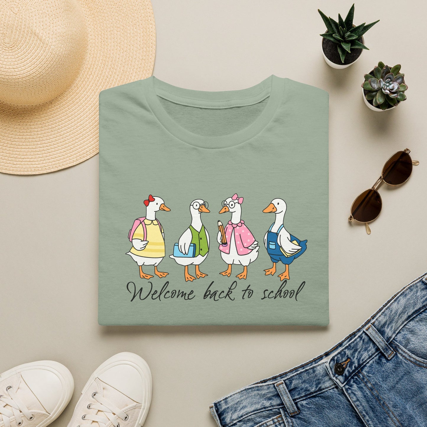 Back to School Ducklings T-Shirt — "Welcome back to school"