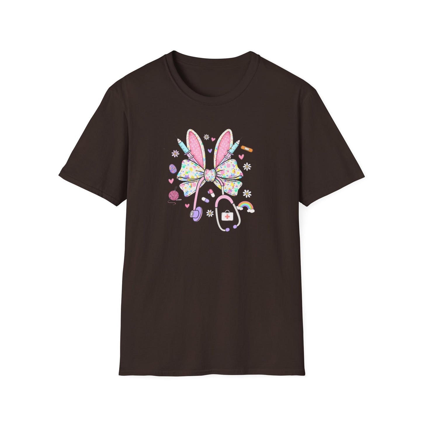 Easter Bunny Bow T-Shirt — Pastel Cute Bunny & Candy Graphic