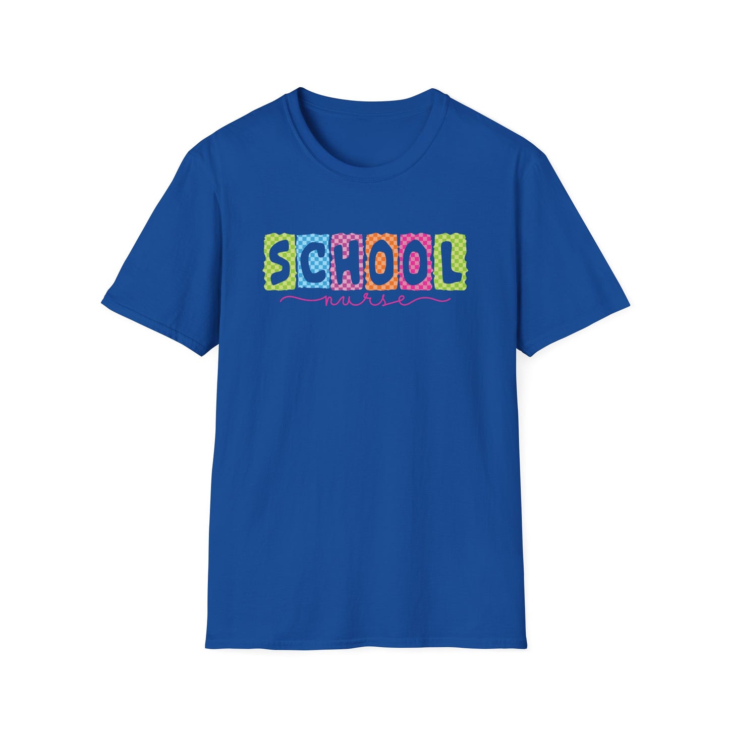 School Nurse T-Shirt — Colorful Block Letters Design