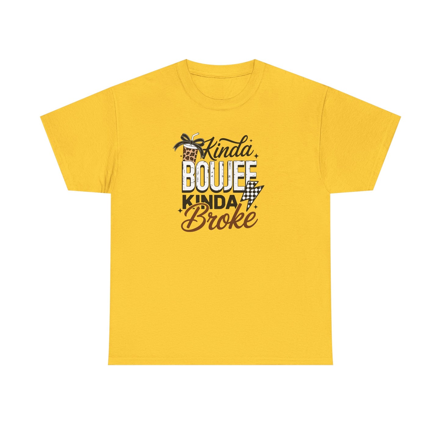 Boujee Broke Shirt – Funny Coffee Lover Graphic Tee, Trendy Leopard Print Boujee Tee