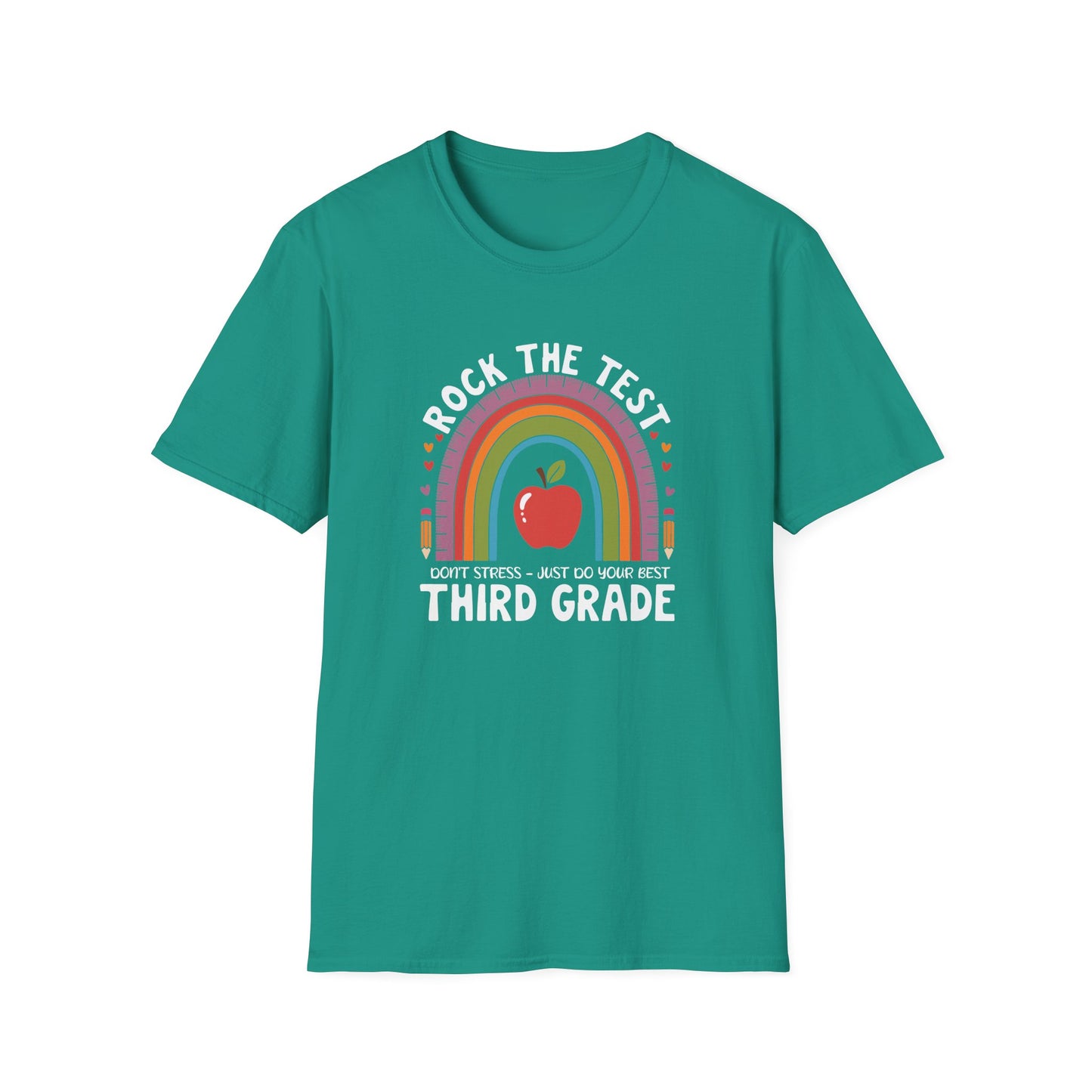 3rd Grade State Testing Teacher Shirt – “Rock The Test - Third Grade” Graphic Tee, Cute Educator T-Shirt, Funny Classroom Apparel