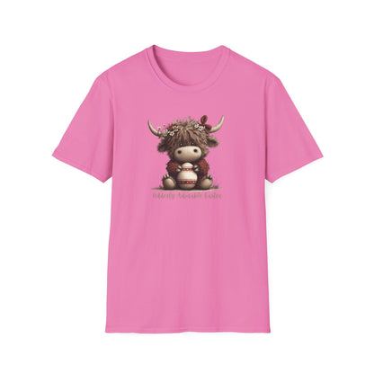 Udderly Adorable Easter Highland Cow Shirt, Cute Cow Easter T-Shirt, Spring Farm Animal Tee, Easter Gift for Women, Country Western Cow Lover