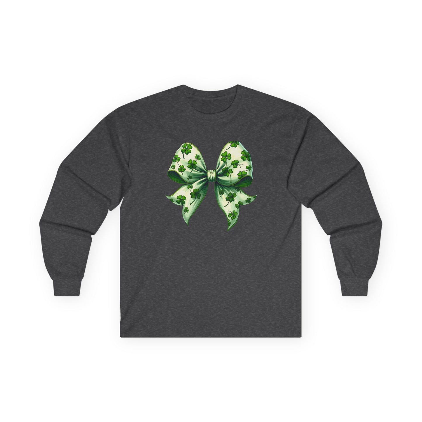 St. Patrick's Shamrock Bow Long Sleeve Tee