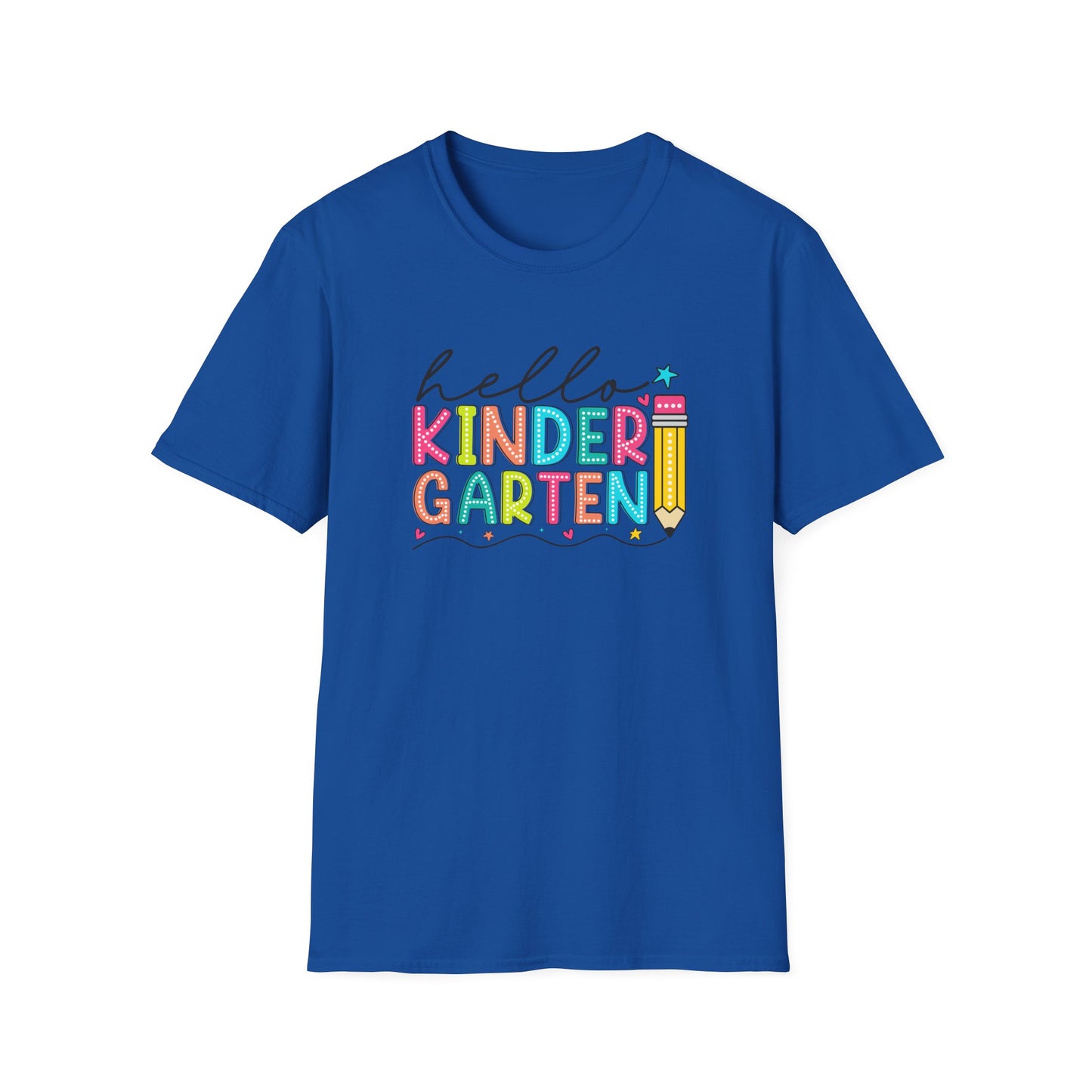 Hello Kindergarten Pencil T-Shirt — Colorful Back-to-School Cute School Spirit Tee