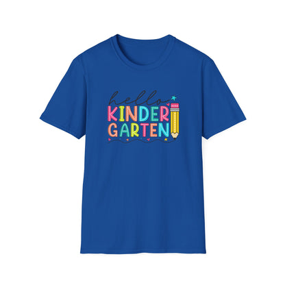 Hello Kindergarten Pencil T-Shirt — Colorful Back-to-School Cute School Spirit Tee