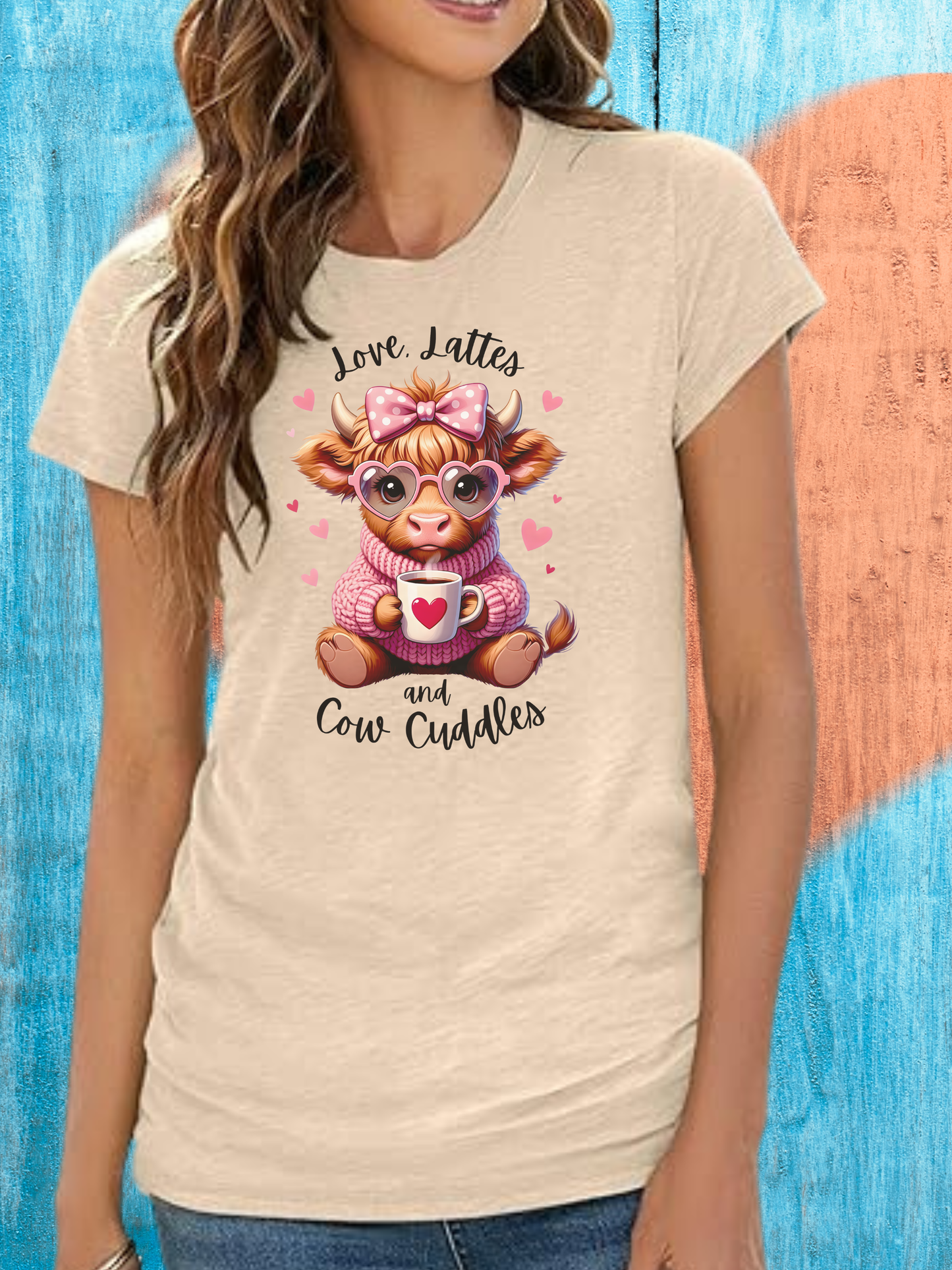 Cow Cuddles T-Shirt — "Love Lattes and Cow Cuddles" Cute Cow Graphic Tee for Animal Lovers