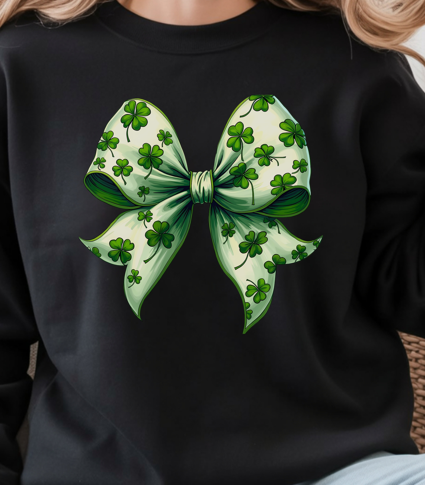 St. Patrick's Shamrock Bow Long Sleeve Tee