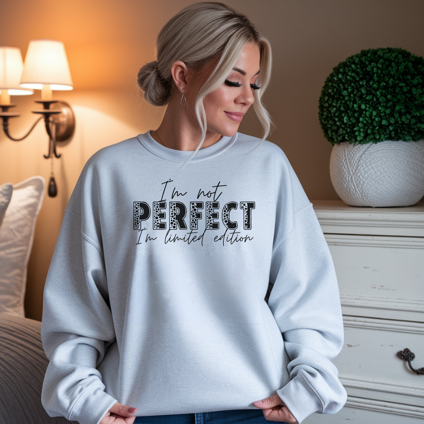 Crewneck Sweatshirt "I'm Not Perfect I'm Limited Edition" – Casual Inspirational Pullover