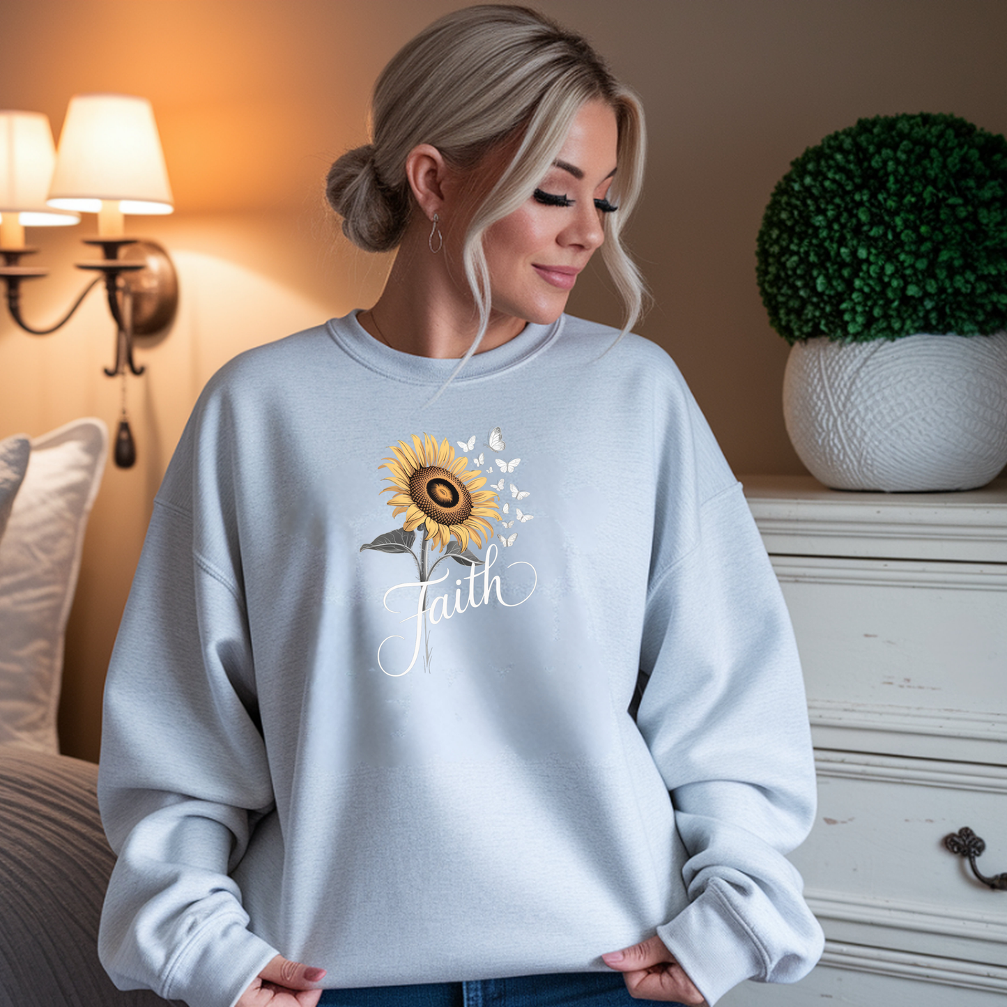 Sunflower Bloom Crewneck Sweatshirt — Vintage Sunflower Graphic