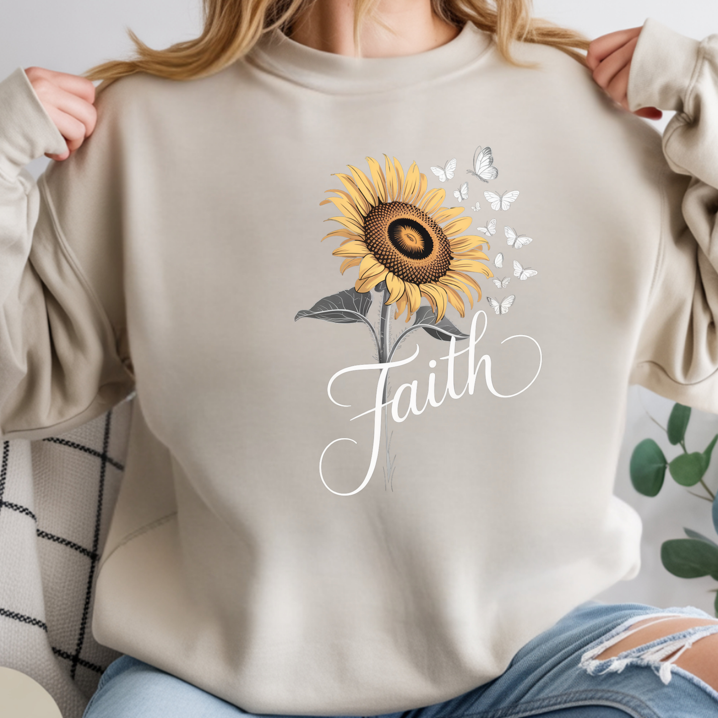 Sunflower Bloom Crewneck Sweatshirt — Vintage Sunflower Graphic