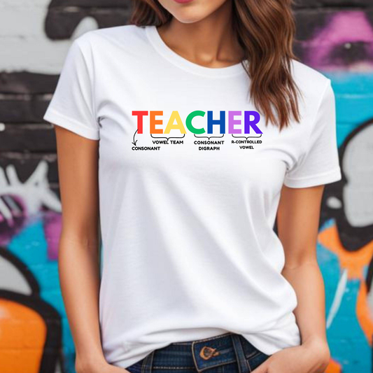 "TEACHER" Phonics Word Segmentation Shirt – Spelling Rules Edition