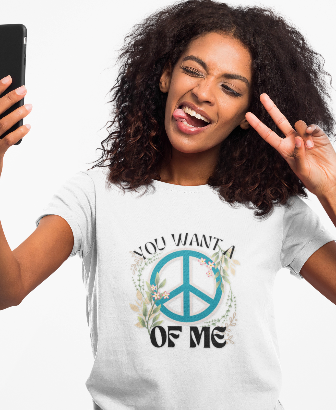 Peace of Me T-Shirt — Floral Peace Sign "You Want a Piece of Me" Graphic Tee