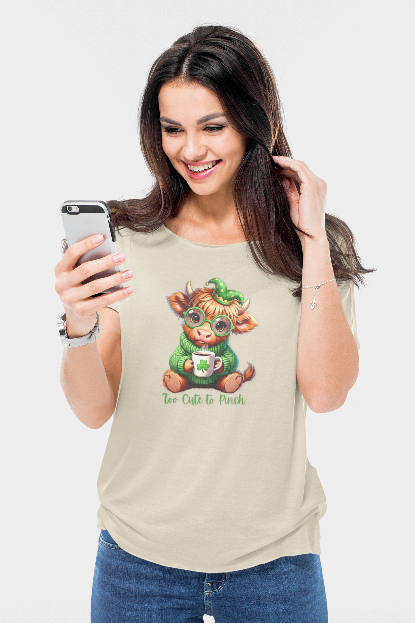 St. Patrick’s Baby Cow Tee — “Too Cute to Pinch” Cute Irish Clover T-Shirt