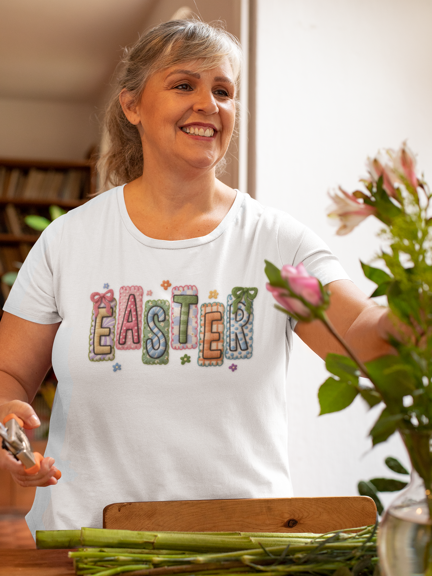 Cute Easter Shirt, Colorful Easter Letter T-Shirt, Spring Holiday Tee, Pastel Easter Outfit, Bunny Season Shirt, Easter Gift for Her